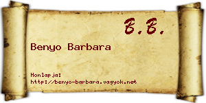 Benyo Barbara névjegykártya